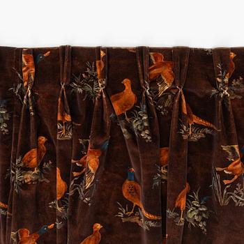 A pair of 'Game Show Spice' curtains and a blind, Mulberry Home/GP & J Baker, England, 2023.