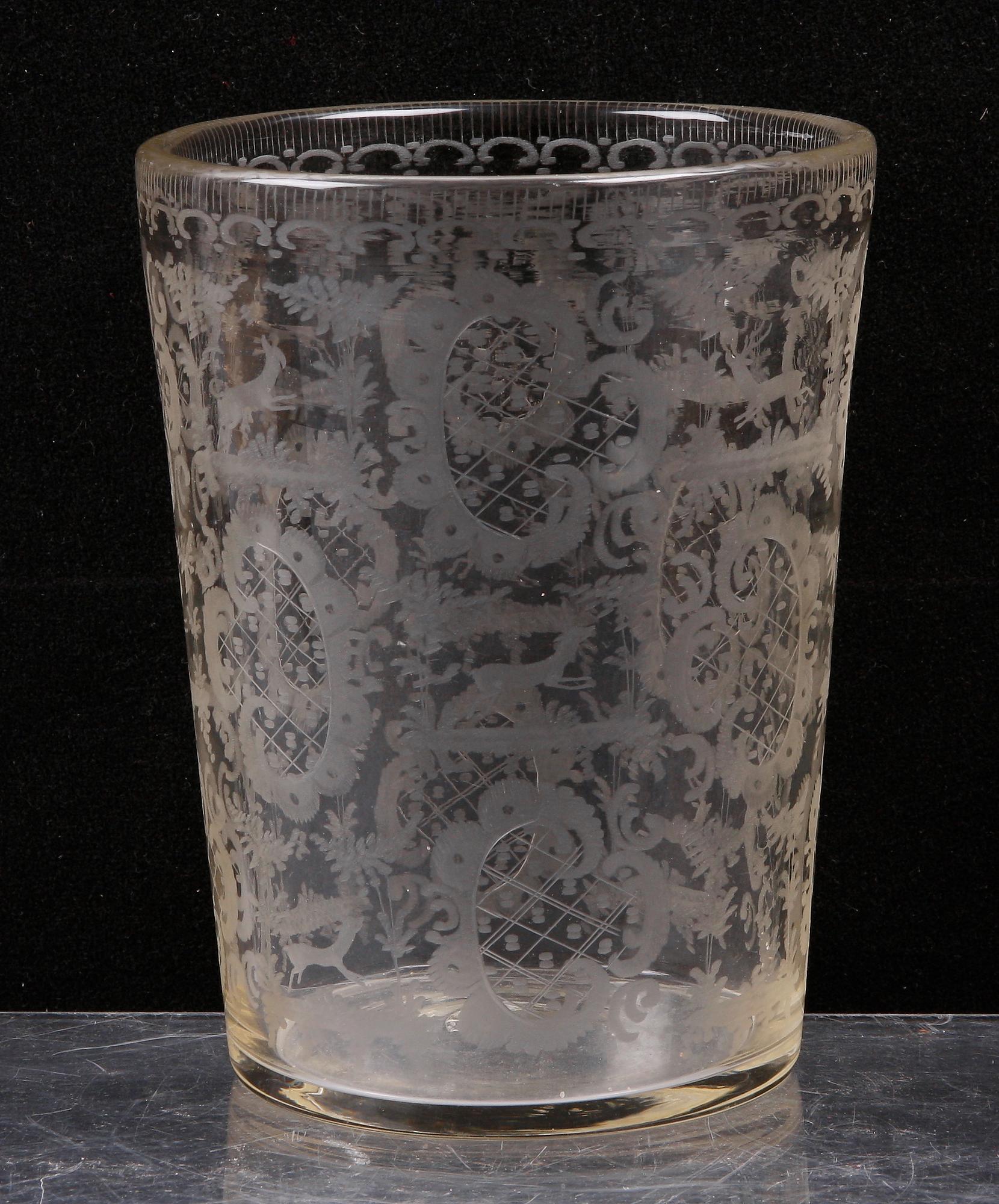 BÄGARE, glas, troligen Böhmen, 1800-tal.