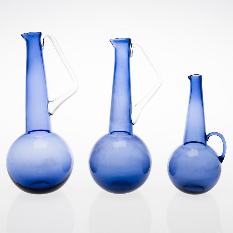 TAMARA ALADIN, KARAFFER, 3 st, glas, Riihimäen Lasi, 1961-66.