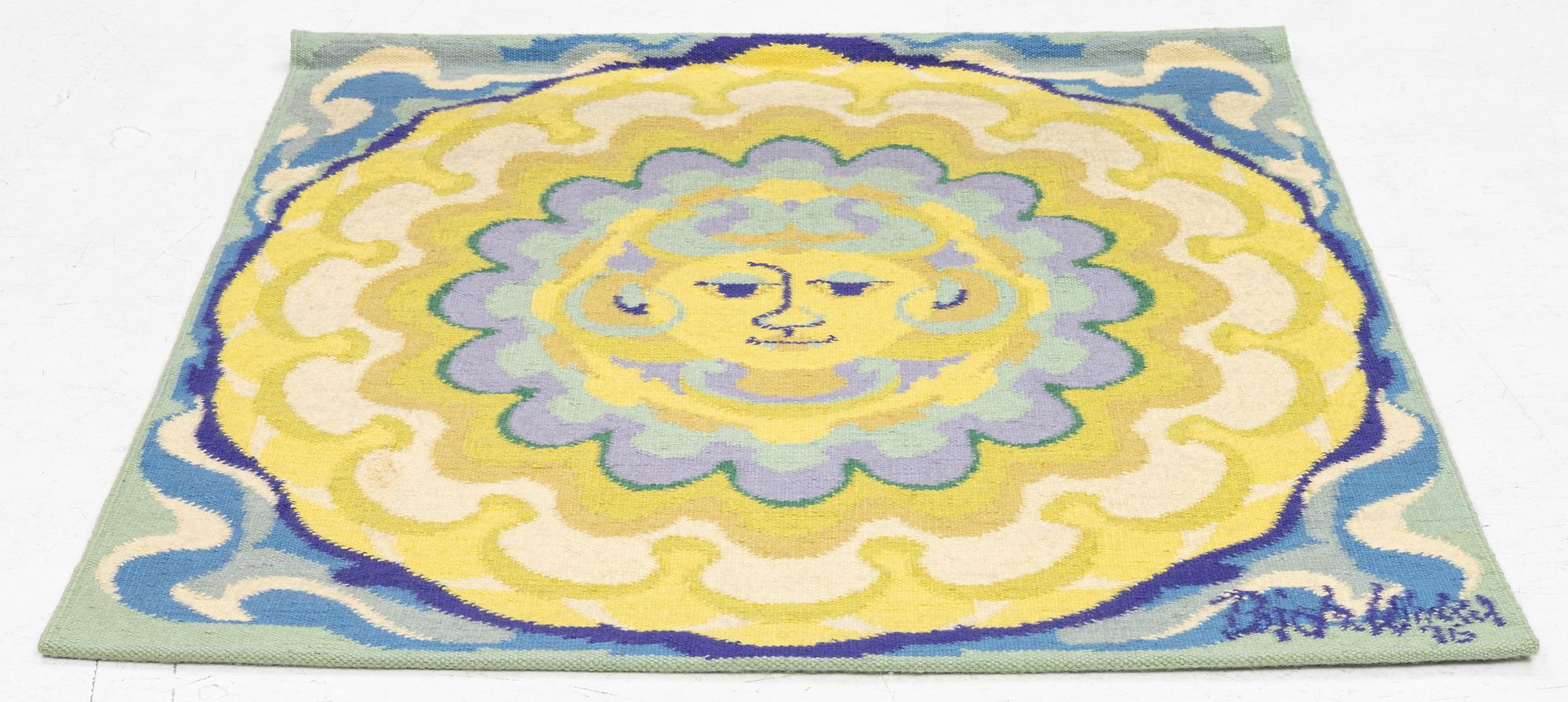 Björn Wiinblad, väggtextil, "Moon, Small", Loom Art Collection, numrerad 4/60, ca 115 x 114 cm.