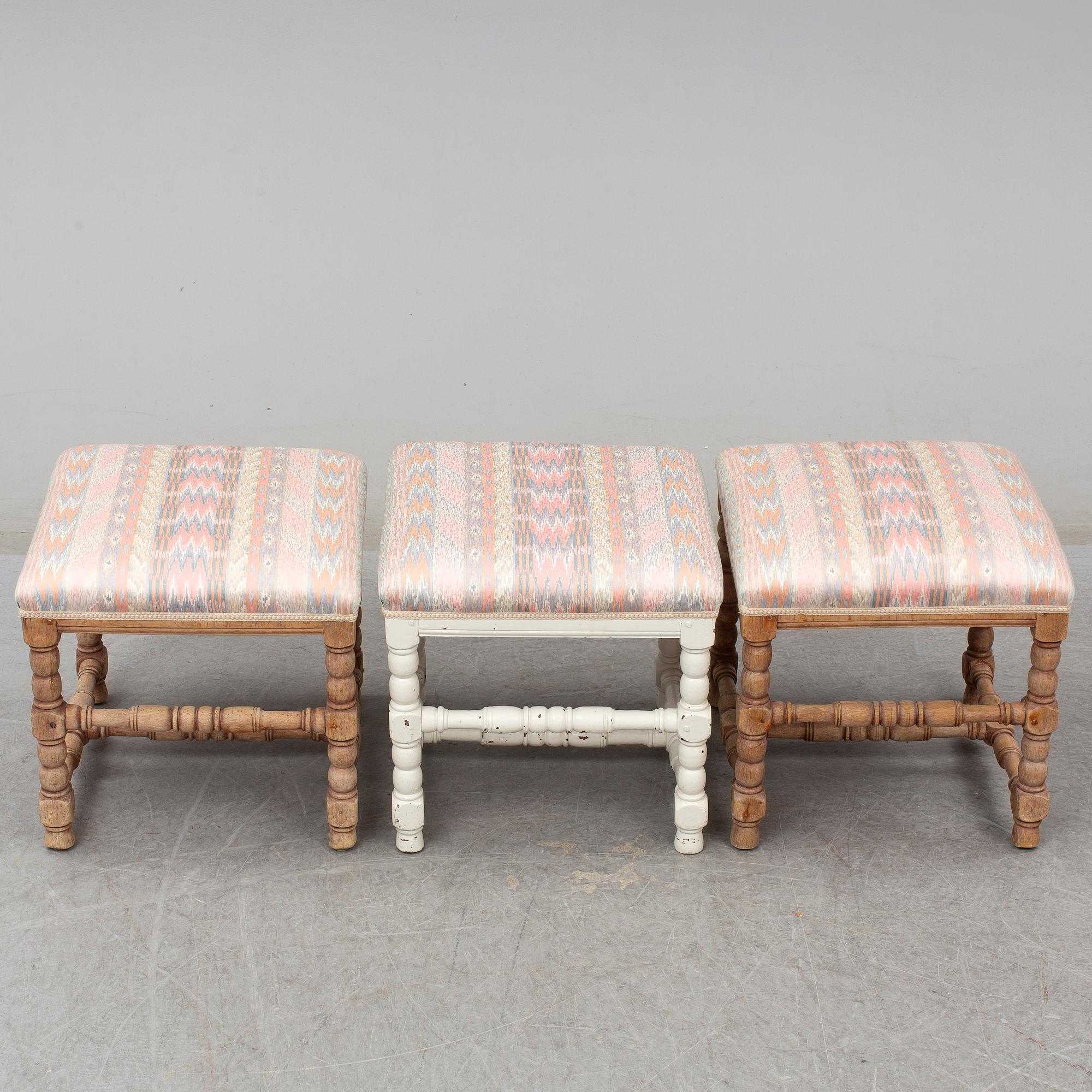 A set of three 18th century  Baroque stools.