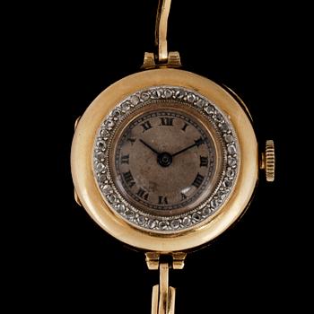 DAMARMBANDSUR, guld 18K, rosenstenar, sekelskiftet 1900. Tot ca 17 gram.