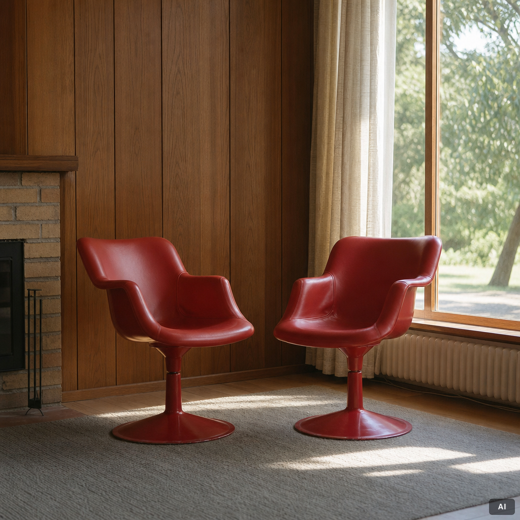 Yrjö Kukkapuro, A pair of armchairs, “Junior”, Haimi, late 1960s.