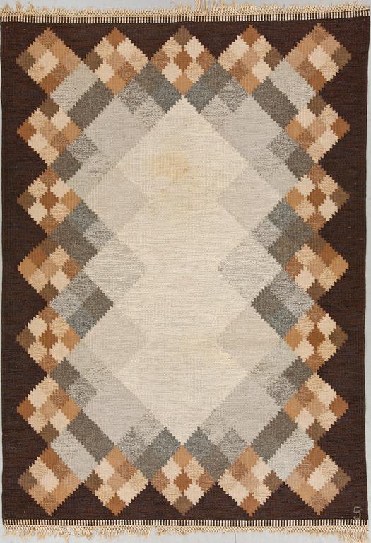 Matta, rölakan, 1950-tal. Sign. S, ca 235 x 168.