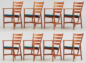 KARMSTOLAR, 8st, Hansen & Sorensen, Danmark, 1900-talets andra hälft.