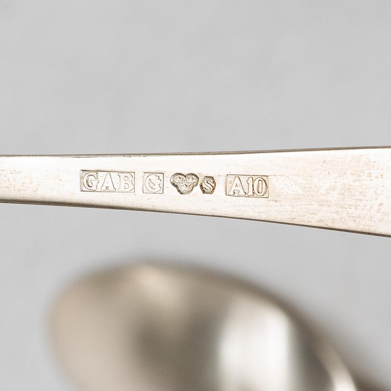 Jacob Ängman, Silver cutlery, 'Rosenholm', GAB, Stockholm and Eskilstuna, some 1962 (17 pcs).