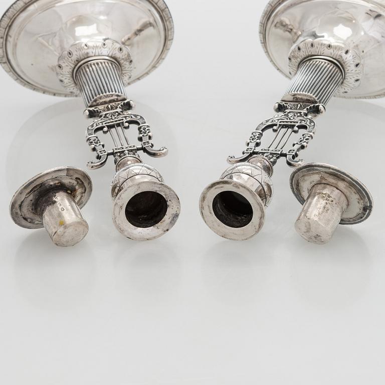 A pair of Empire silver candlesticks, maker's mark of Jacob Herman Lundström, Kuopio 1830.