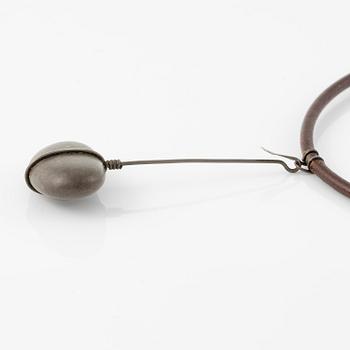 Vivianna Torun Bülow-Hübe, a necklace, silver with leather and a natural stone, excecuted in her own studio, most likely 1950's.