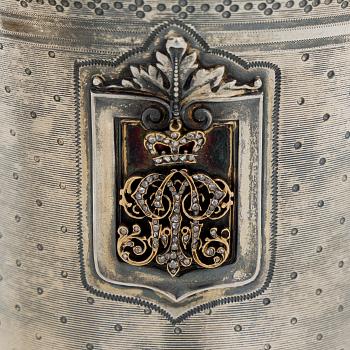 Philippe Berthier, bägare med fat, silver (.950), diamanter, Paris, 1800-talets mitt.