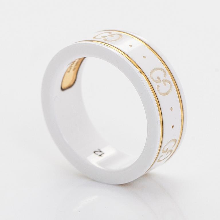 Gucci, sormus, "Icon", valkoista zirkonia ja 18K kultaa.