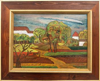 Tor Bjurström, Landskap med kyrkobyggnad.