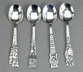 PARTI SILVER, 60 delar, inklusive 5 uppsättningar kaffeskedar, majoriteten Lidköping, mitten 1900-talets. Vikt ca 821 g.