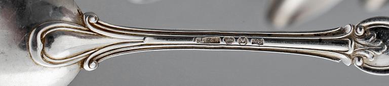 SKEDAR, 6+2, silver, "Olga", flertal mästare, bla JohanTheodor Palmgren i Norrköping, mest 1800-tal. Totalvikt ca 280 g.