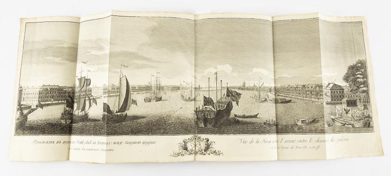 The rare Makhaev wall map of St. Petersburg, with other views and maps, 1753, 1741 and 1739.