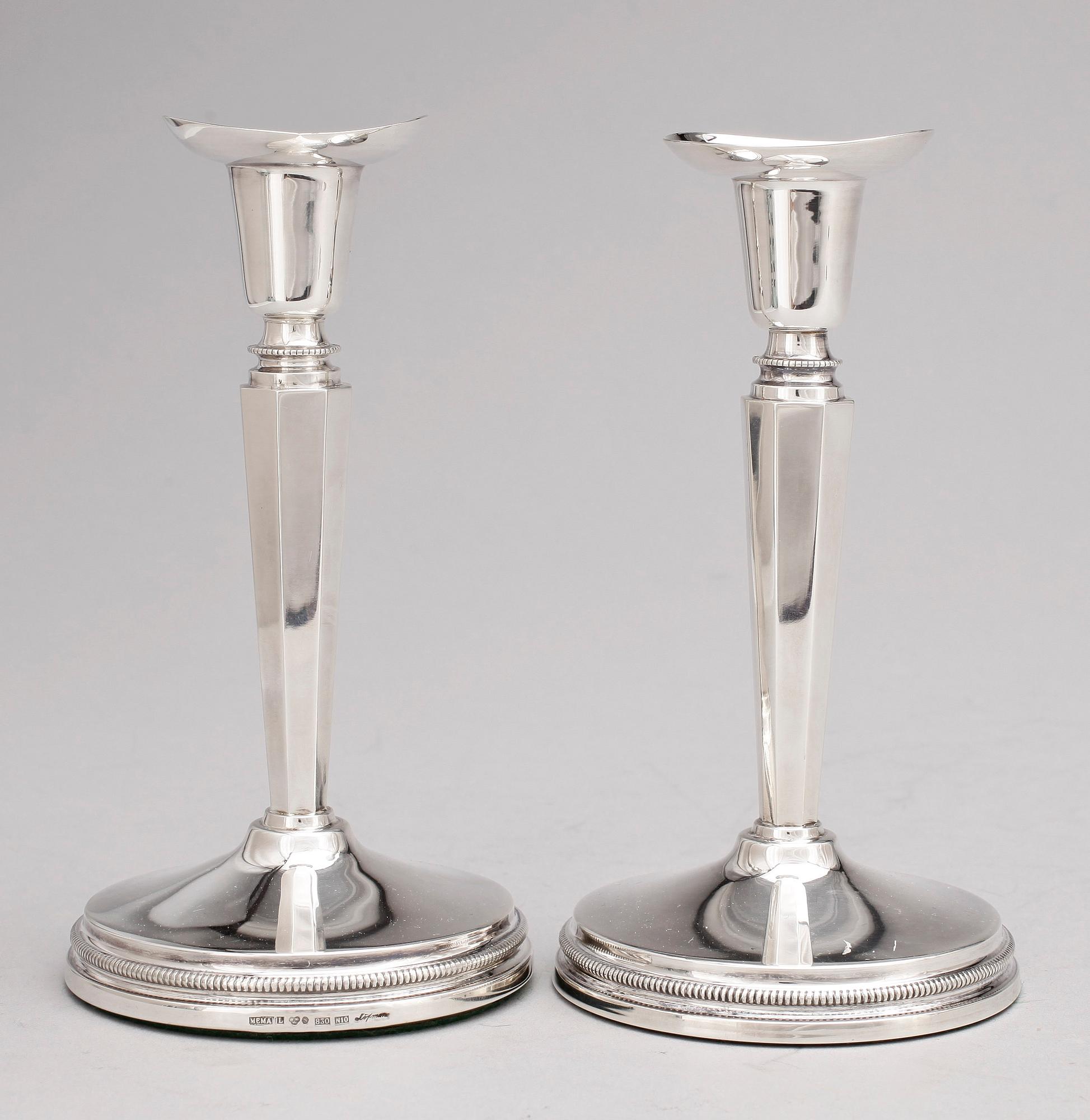 LJUSSTAKAR, ett par, silver, Löfman MEMA 1987.