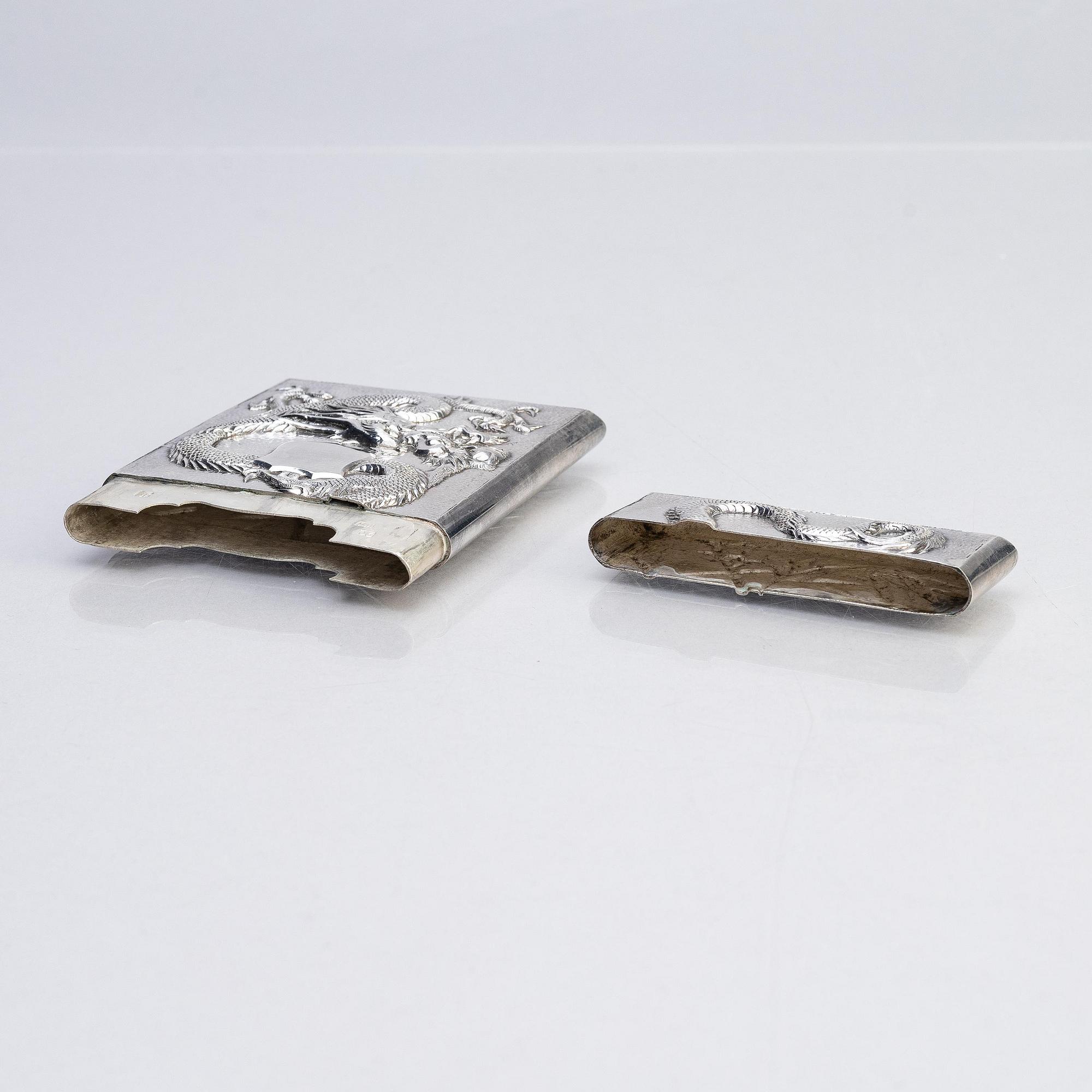 A Chinese Export silver calling card case, early 20th century.