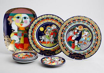 FAT, 9 delar, porslin, Björn Wiinblad, Rosenthal Studio-Line.