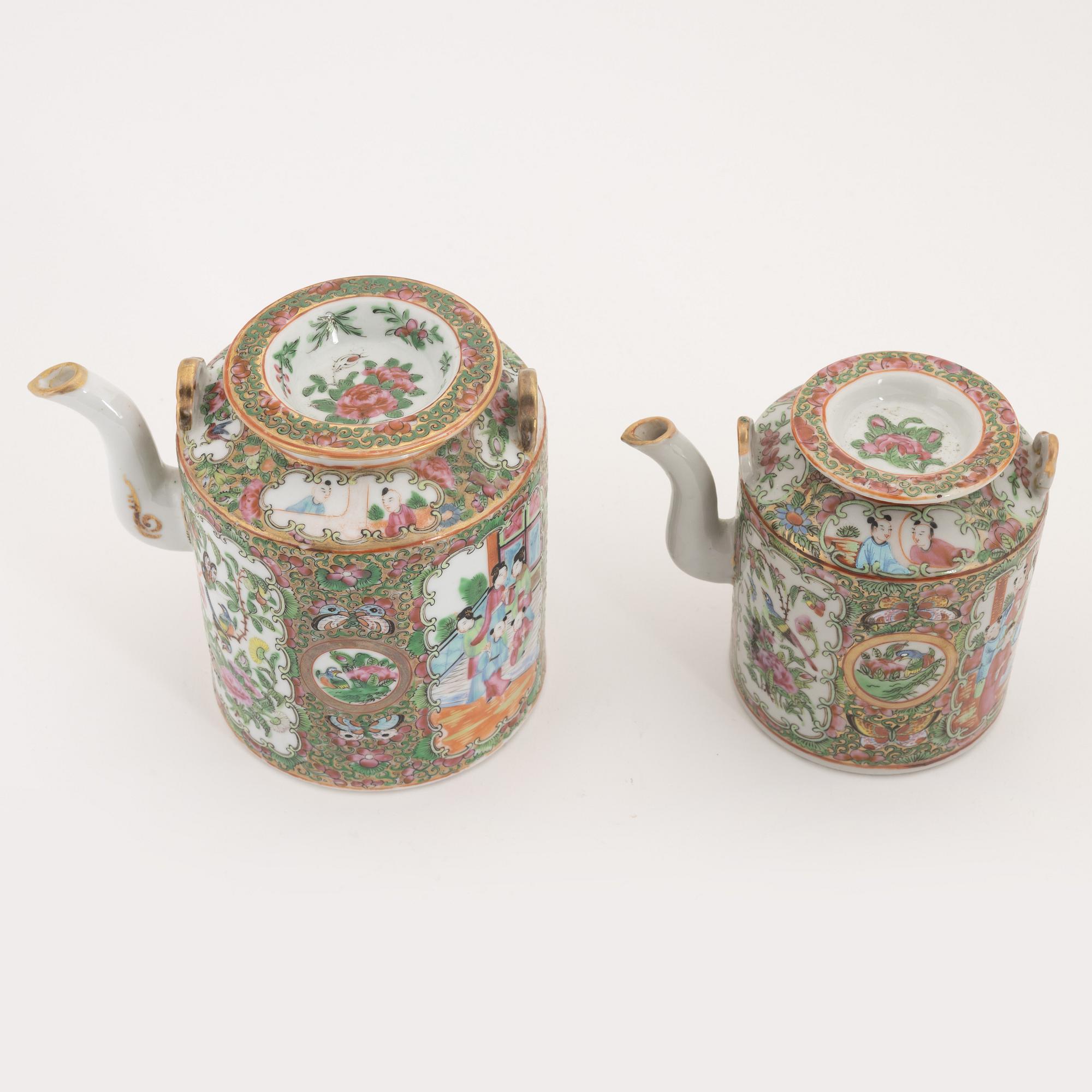 Two Chinese porcelain teapots, Canton, late 19th Century.
