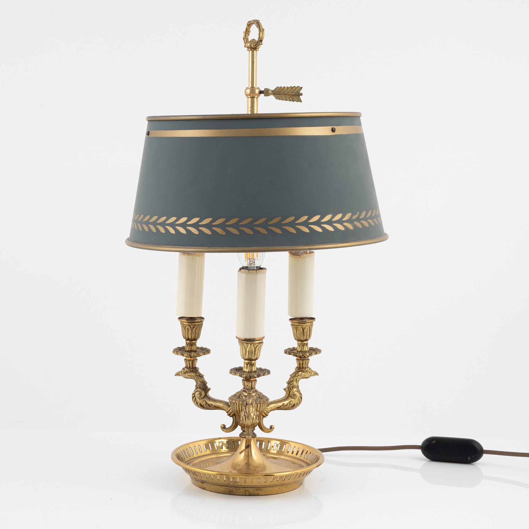 An Empire style bouillotte table lamp, Armaturhantverk, Tibro, second half of the 20th Century.
