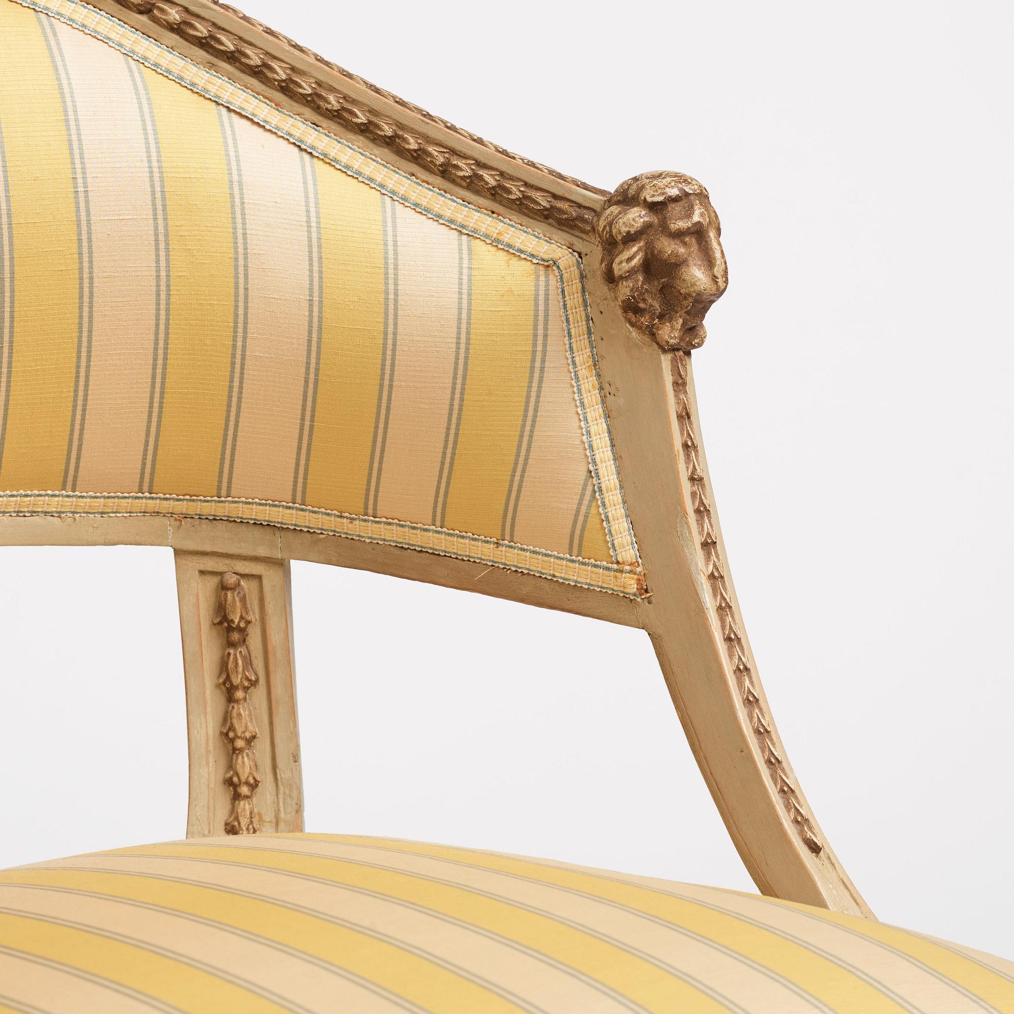A pair of matched late Gustavian armchairs, Stockholm,  late 18th century.