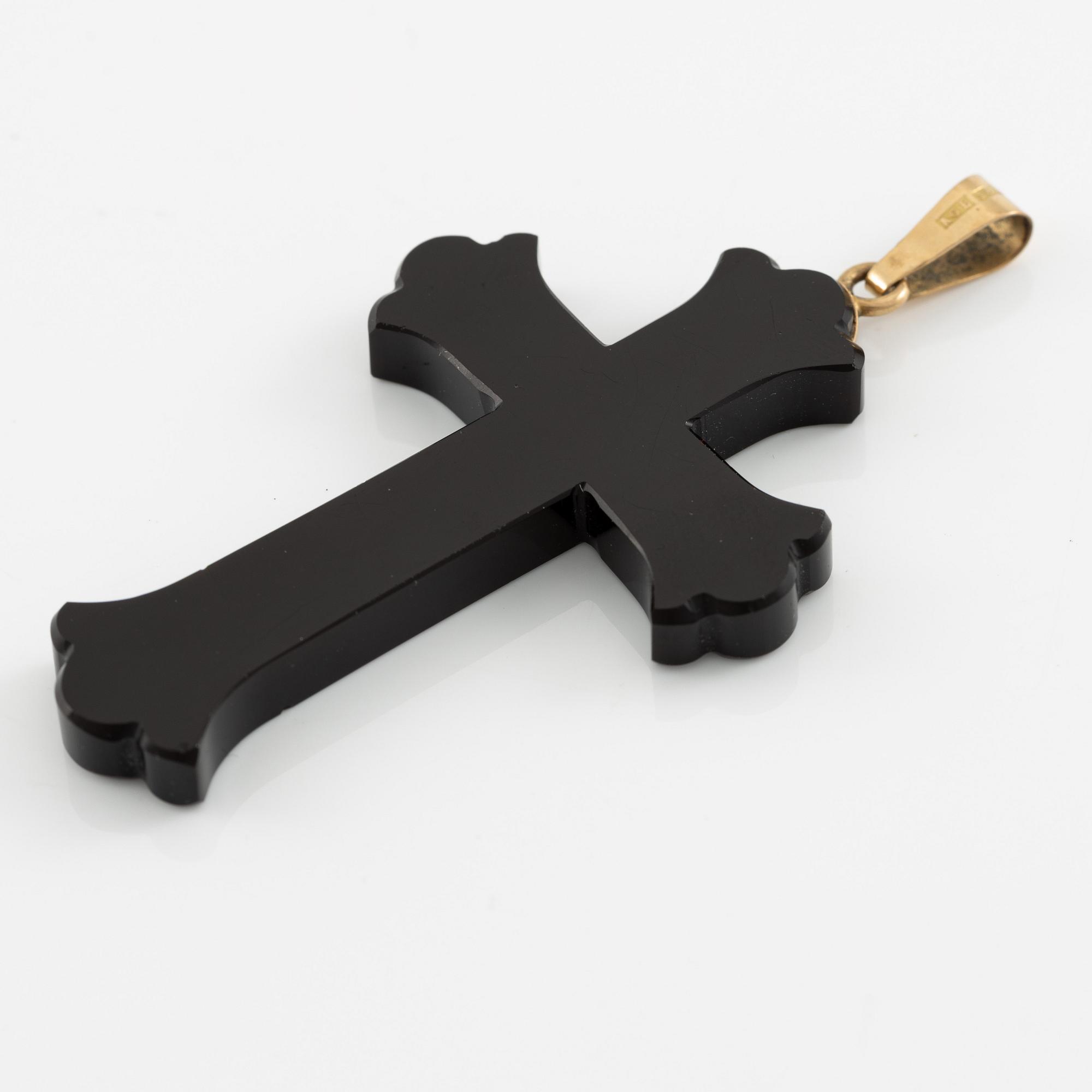 Cross 18K gold and jet, Victorian.
