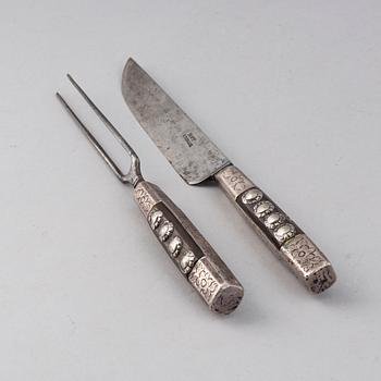 BESTICK ett par, stål och horn , barock, 1700-talets första hälft.