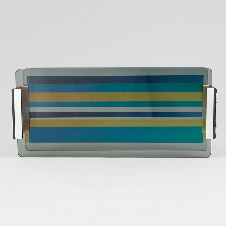 A glass sculpture by Weic H Olson, signed "Optochromi-AI-69".