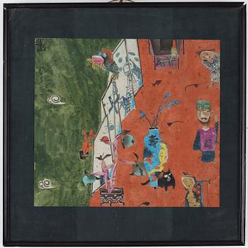 LU PENG (1967-), blandteknik på papper, signerad.