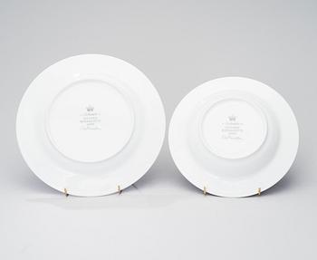 SIGVARD BERNADOTTE, 43 piece, porcelain tableware, "Christineholm"/"Marianne Royal Blue" Millenium 2000.