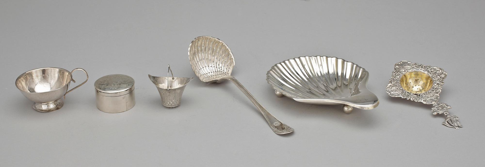 PARTI SILVER, 6 delar, silver, bl a Pehr Eriksson Malmö 1860. Tot vikt 254g.