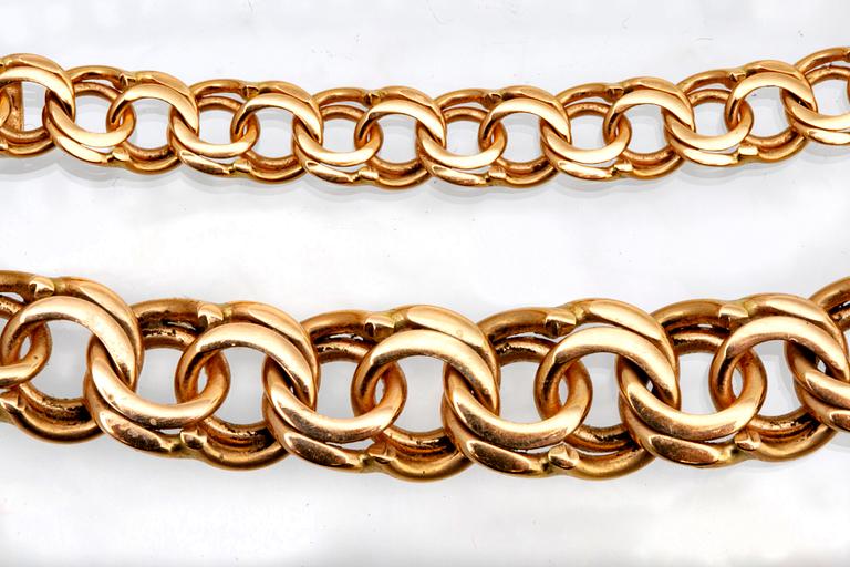 Bismarck-länk 18K guld, doserad ca 45 x 1 cm, 38,9 g.