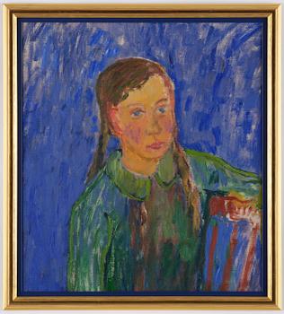 Ivan Ivarson, Girl with braids by a chair.