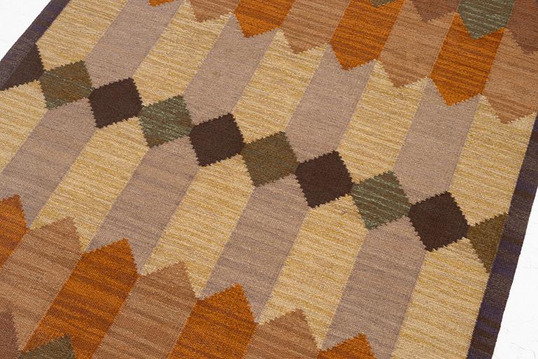 Irma Kronlund, a 'Höstdis' flat weave carpet, Kronobergs Löns Hemslöjd, sweden, signed KLH & IK, ca 222 x 150 cm.