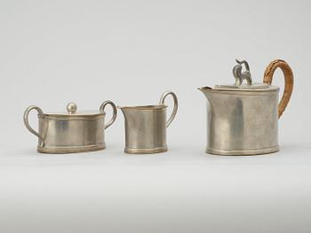 A Svenskt Tenn 3 pcs pewter coffee service, probably by Nils Fougstedt, Stockholm 1925.