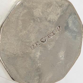 Three silver beakers, a vase and a cup, Sweden and Denmark, 19th-20th century.