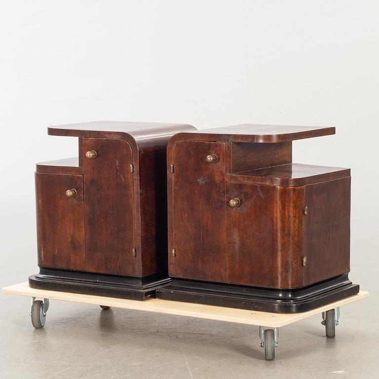SÄNGBORD, ett par, art deco-stil 1900-talets mitt.