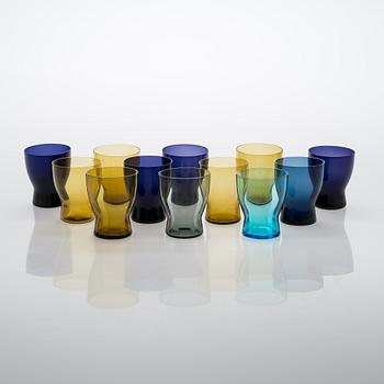 Saara Hopea, a 12-piece set of drinking glasses, model 1710, Nuutajärvi Notsjö. Design year 1958.