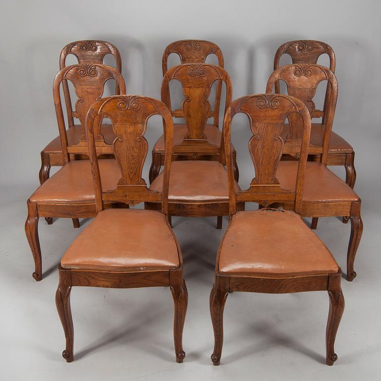 MATBORD samt STOLAR 8 st, 1930/1940-tal.