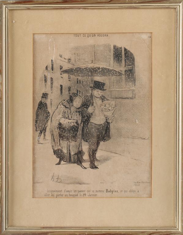 HONORÉ DAUMIER, grafiska blad, 3 st, delvis signerade och numrerade.