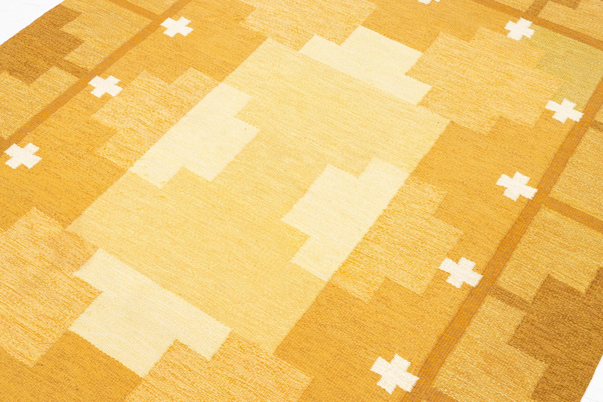 Ingegerd Silow, Rug, “Siljan gul”, flat weave, approximately 280 x 190 cm, signed IS.