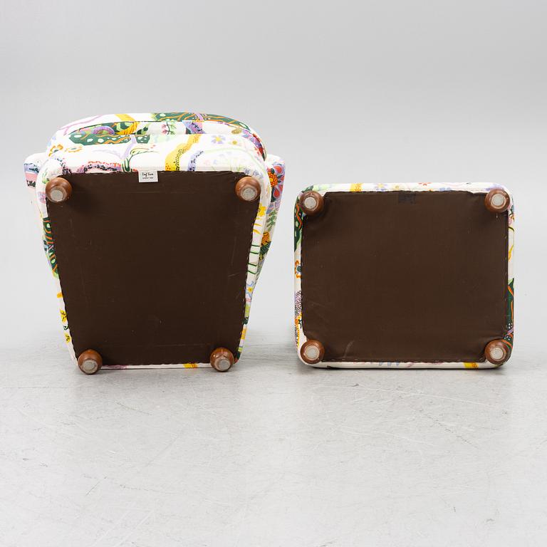 Josef Frank, armchair with footstool, model 336, Svenskt Tenn.