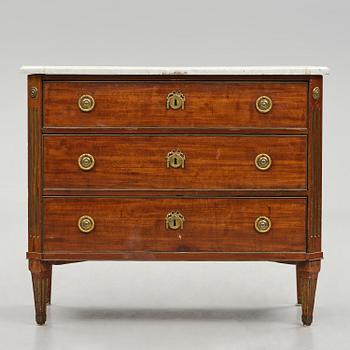 A late Gustavian mahogany commode, Stockholm, late 18th century.