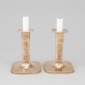 A pair of steling silver candlesticks by Atelier Borgila, Stockholm, 1951.