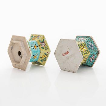 Two Chinese mid-20th-century porcelain lanterns.