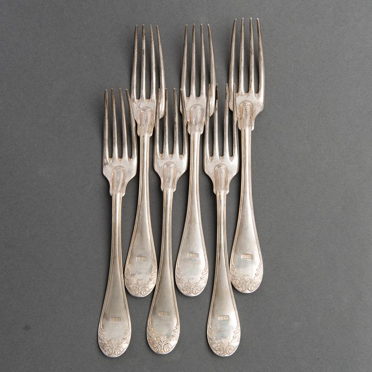 HAARUKOITA, 24+12 kpl, hopeaa, ruotsalaiset leimat, pääosin 1800-luku ja 1930.