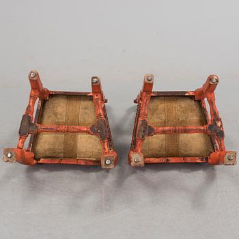 A pair of painted late baroque chairs 18th century.