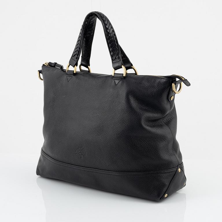 Mulberry, a black leather bag.
