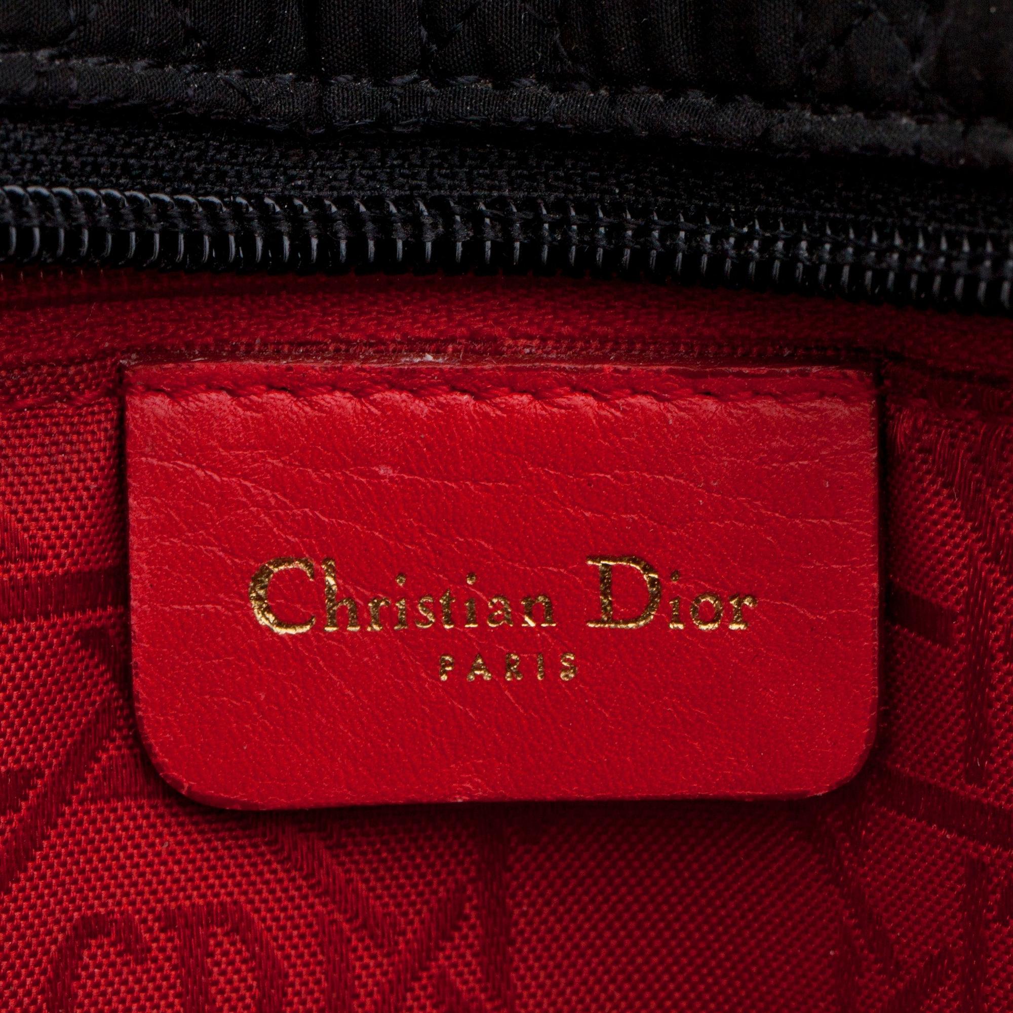 CHRISTIAN DIOR, a black silk blend handbag, "Lady Dior".