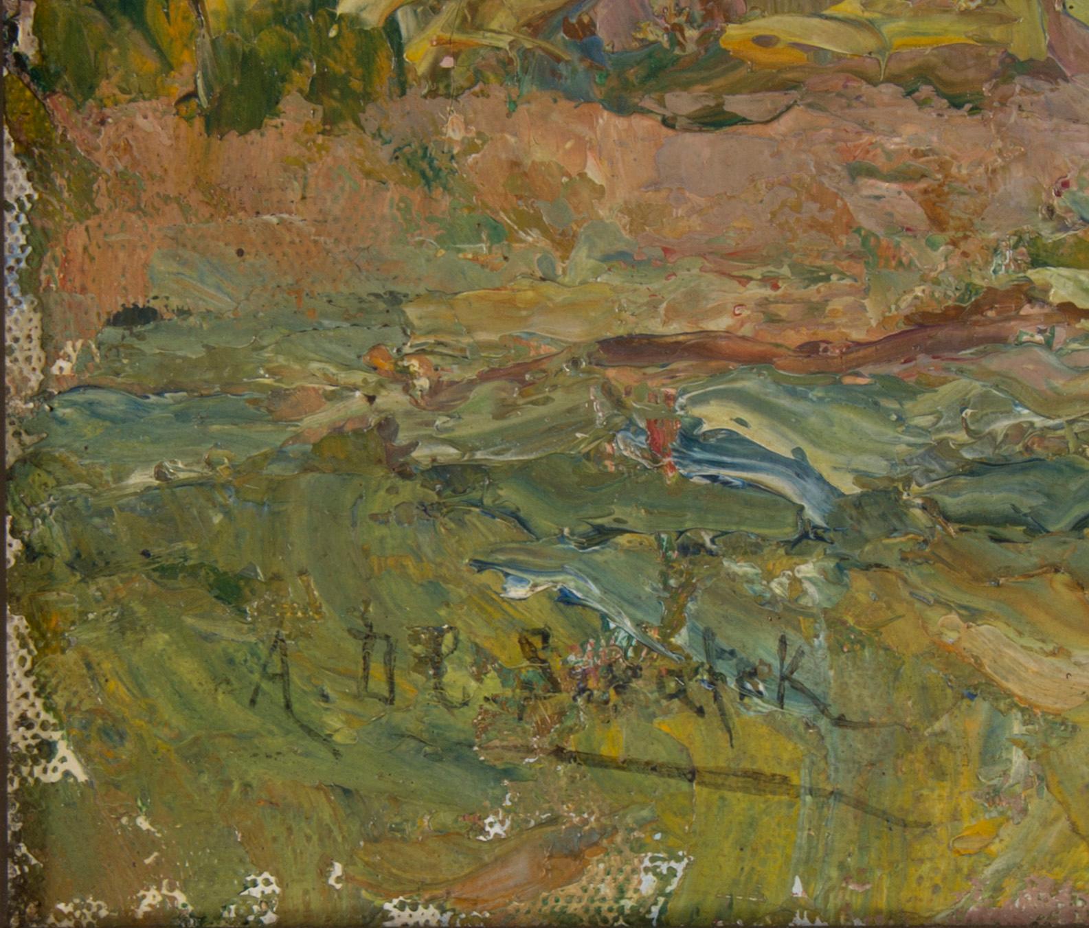 OKÄND KONSTNÄR, olja på duk, otydligt signerad A. De. Sirafek?, omkring  sekelskiftet 1900.