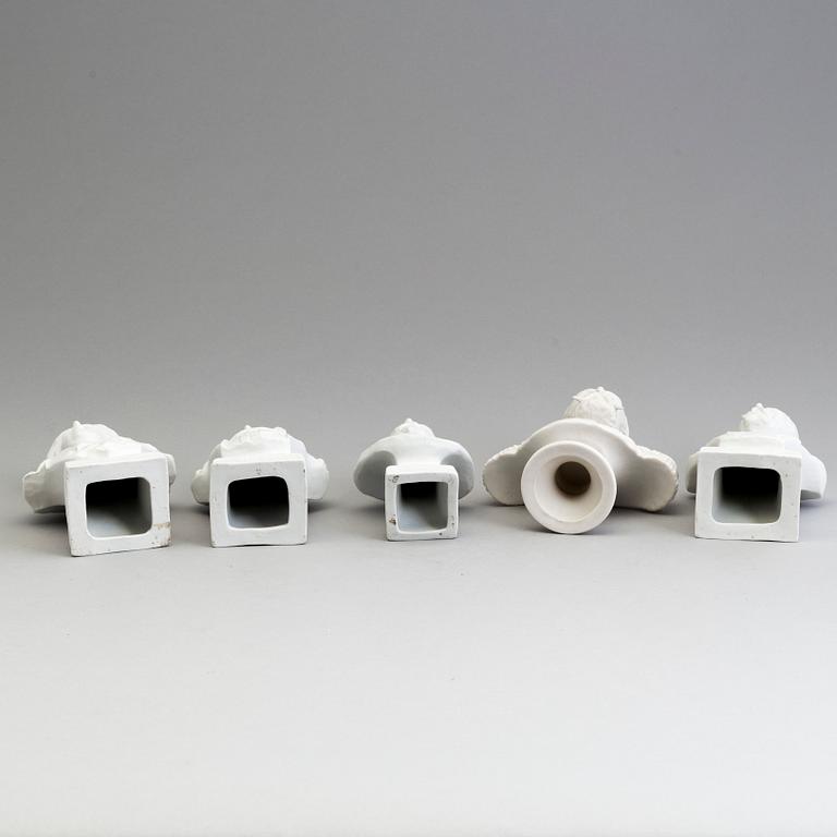 NINE PARIAN BUSTS, Gustafsberg and Rörstrand, ca 1900.